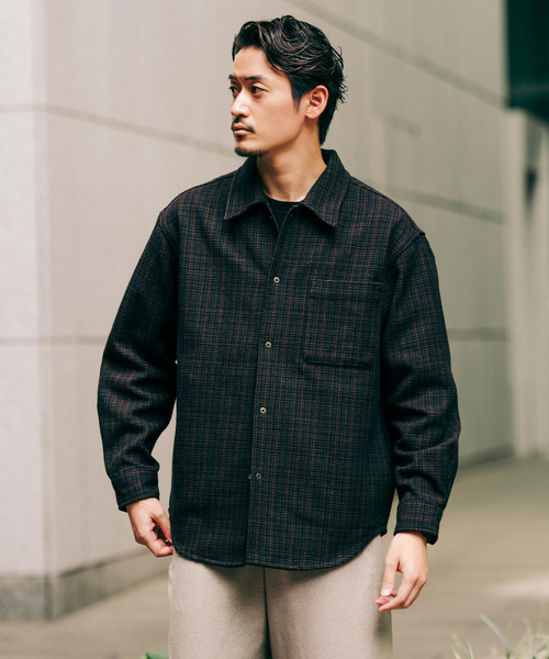 フェイスコネクション ラメ糸 ツイード フリンジ オーバーサイズ 長袖シャツ S フェイスコネクション ラメ糸 ツイード フリンジ オーバーサイズ 長袖