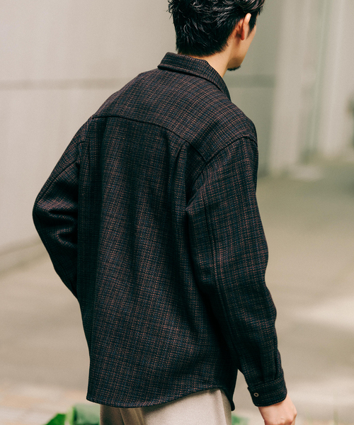 EDIFICE（エディフィス） シャツ コットン ツイード リングドット