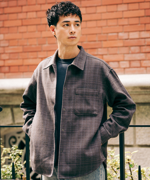 EDIFICE（エディフィス） シャツ コットン ツイード リングドット