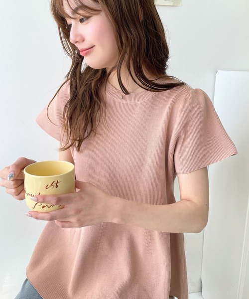 「moment+」 半袖ニット L アイボリー レディース_画像4