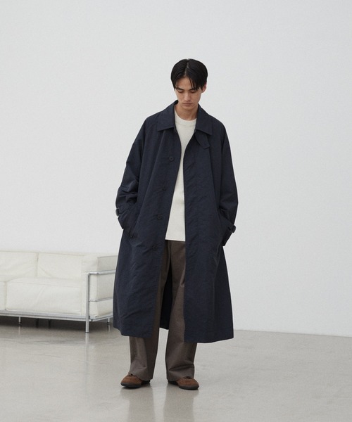 「WYM LIDNM」 ステンカラーコート S ダークオリーブ メンズ_画像2