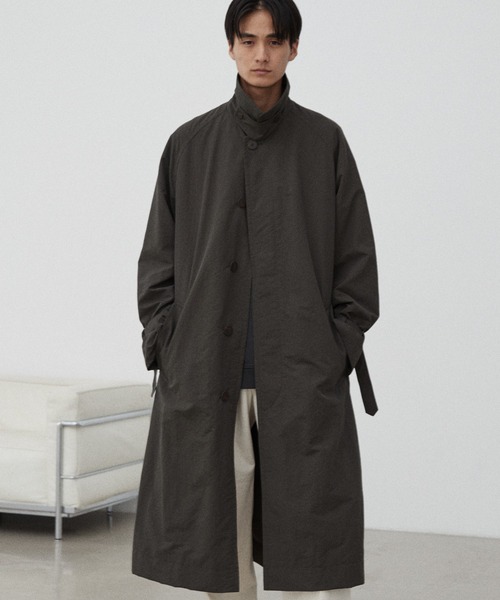 「WYM LIDNM」 ステンカラーコート S ダークオリーブ メンズ_画像7