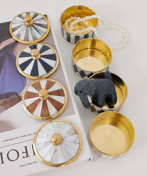 emesuelee 収納 サーカステントモチーフキャニスター 真鍮 シェル 小物