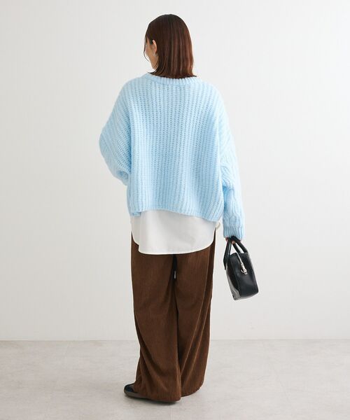 水色 フワフワ ニットセーター 長袖 COCOMOMO ニット セーター 「7色展開」 ふわふわ シャギーニット