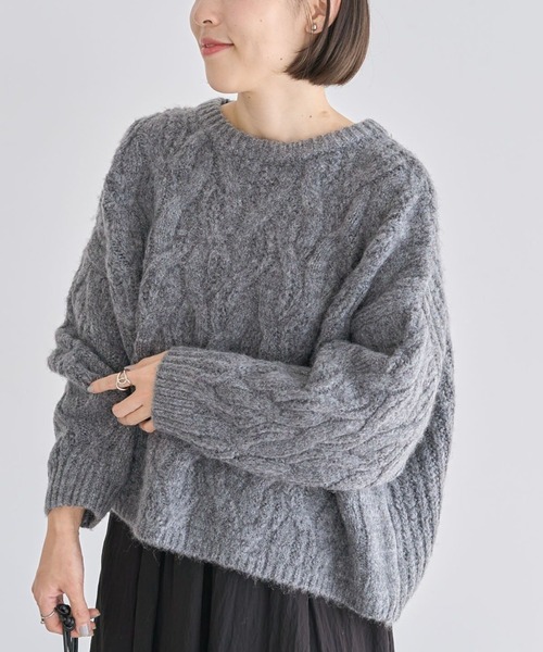 りょう商品 nonnative ダークグレー ケーブルニット ニット オーバーケーブルニットトップ / GRACE CONTINENTAL | GRACE