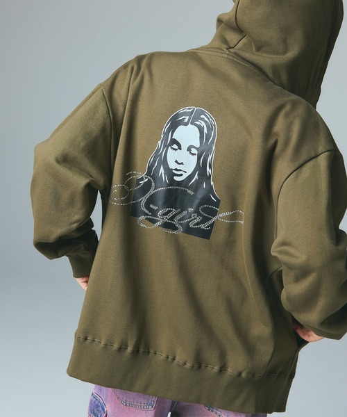 X-GIRL  パーカー セール】PANELED GRAPHIC ZIP UP SWEAT HOODIE（パーカー）｜X-girl