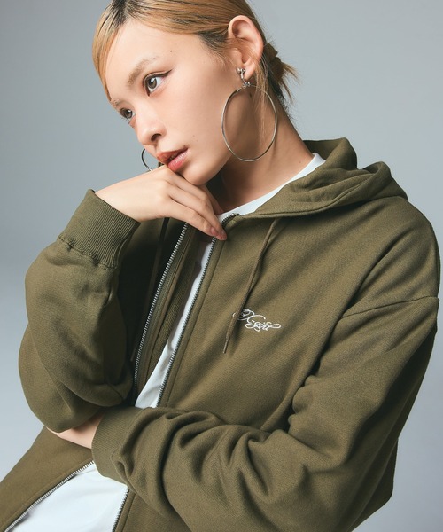 X-girl（エックスガール） パーカー RHINESTONE LOGO AND FACE ZIP UP