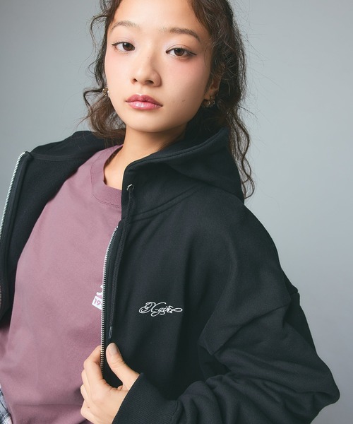 X-girl(エックスガール) パーカー RHINESTONE LOGO AND FACE ZIP UP X-girl(エックスガール) パーカー RHINESTONE LOGO AND FACE ZIP UP