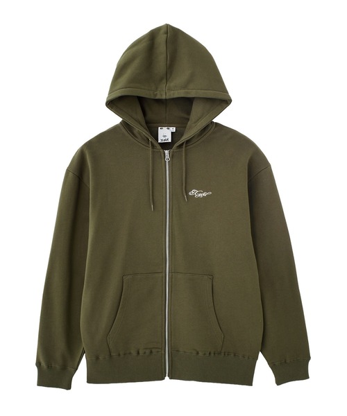♡" X-girl（エックスガール） パーカー RHINESTONE LOGO AND FACE ZIP UP