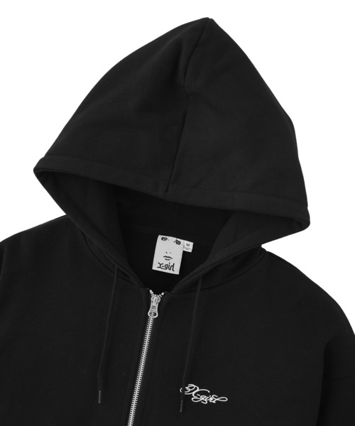 X-girl（エックスガール） パーカー RHINESTONE LOGO AND FACE ZIP UP