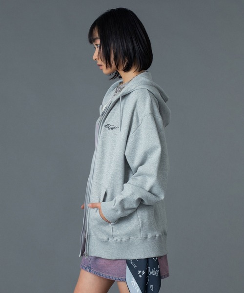 X-girl（エックスガール） パーカー RHINESTONE LOGO AND FACE ZIP UP