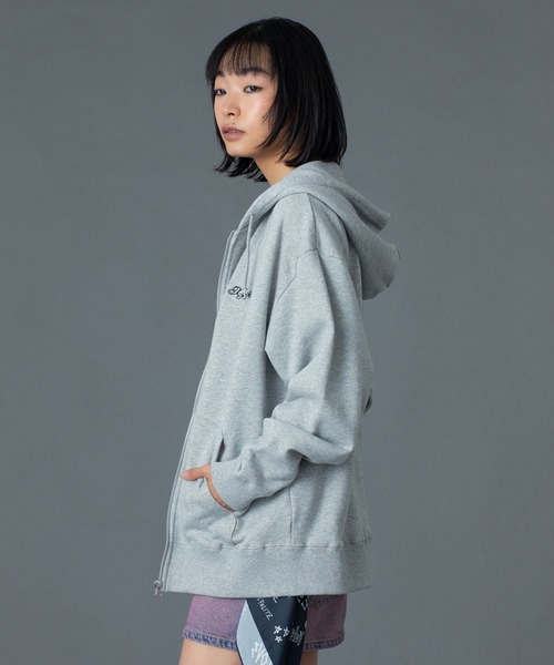 X-girl（エックスガール） パーカー RHINESTONE LOGO AND FACE ZIP UP