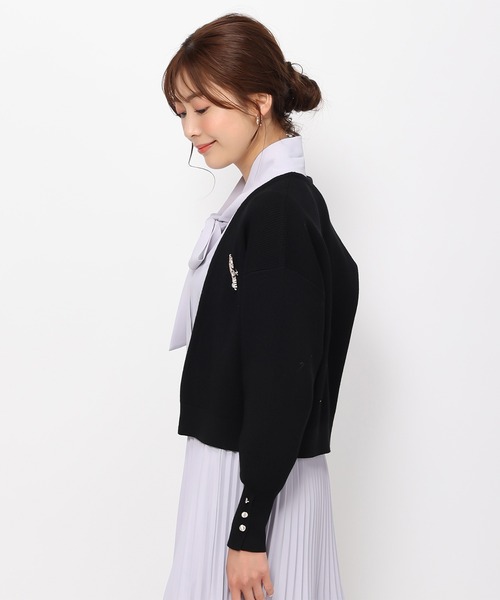 「MISCH MASCH」 ニットカーディガン フリ- グリーン レディース_画像6