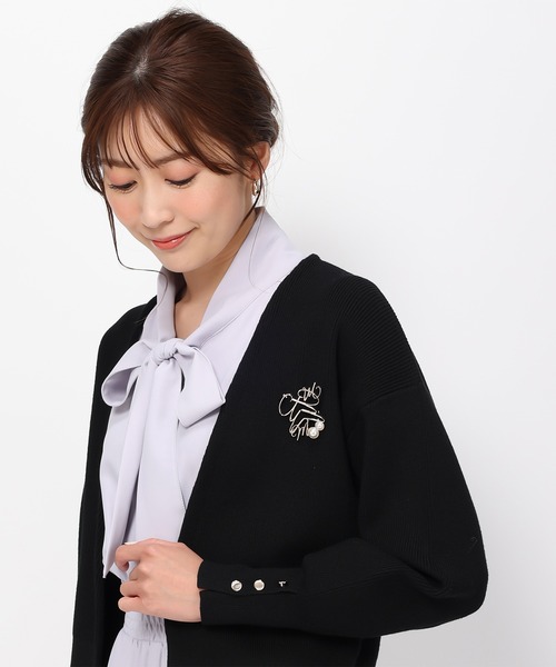 「MISCH MASCH」 ニットカーディガン フリ- グリーン レディース_画像9