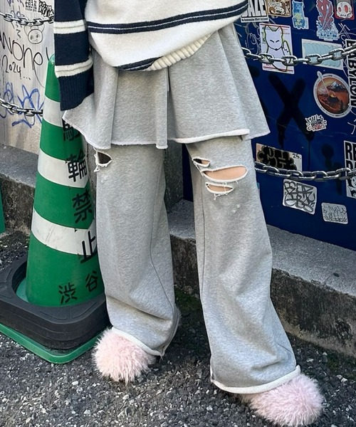 Alley Tokyo スウェットパンツ ジャージ ダメージスウェパンとフレア