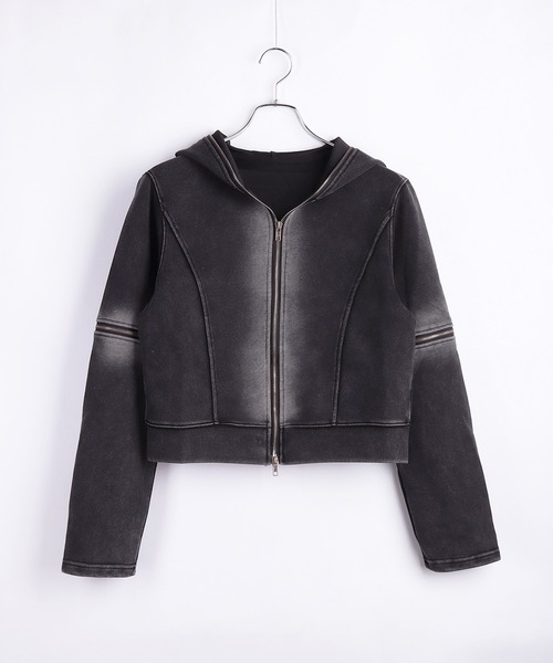 WESTSEA（ウエストシー） パーカー フェード加工 クロップド丈 フルZIP