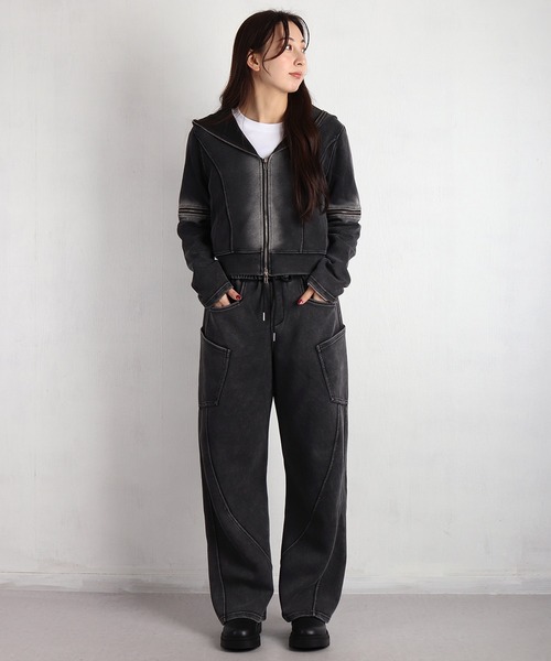 WESTSEA（ウエストシー） パーカー フェード加工 クロップド丈 フルZIP