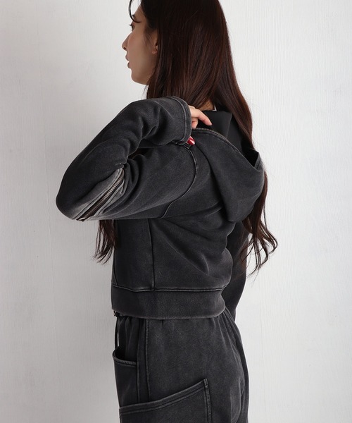 WESTSEA（ウエストシー） パーカー フェード加工 クロップド丈 フルZIP