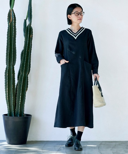 Sunny clouds（サニークラウズ） 長袖ワンピース LL ブラック