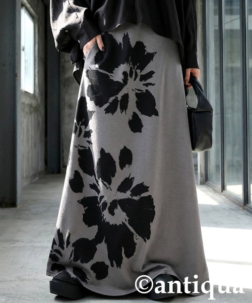 ANAYI 黒　刺繍　花柄スカート　美品 antiqua（アンティカ） スカート 花柄 ロングスカート : ZOZOTOWN