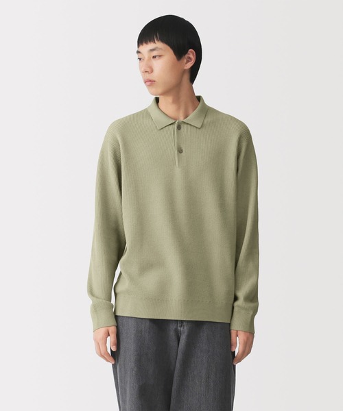 無印良品（MUJI） セーター ニット 紳士 洗える畦編みポロセーター