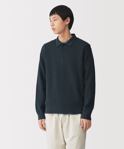無印良品（MUJI） セーター ニット 紳士 洗える畦編みポロセーター