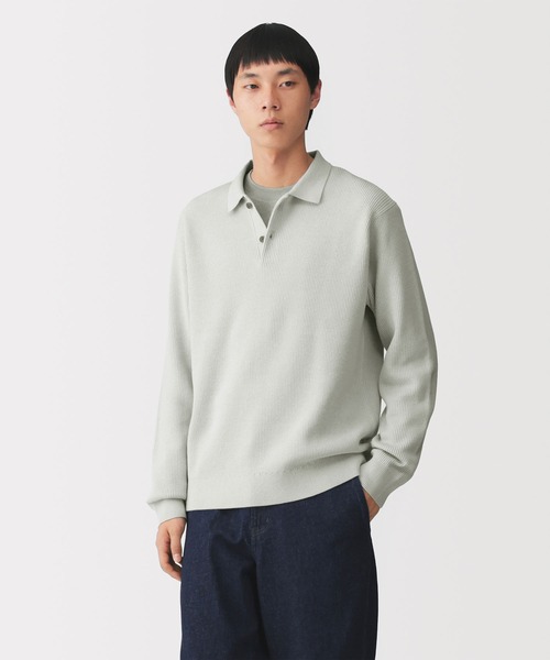 無印良品（MUJI） セーター ニット 紳士 洗える畦編みポロセーター
