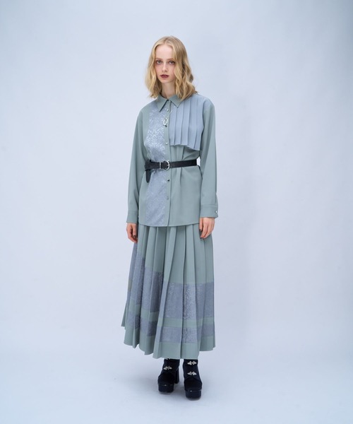 【美品】HARE　アシメプリーツシャツ　ブルー　ブラウス HARE（ハレ） ブラウス シャツ イソザイアシメプリーツシャツ(HARE