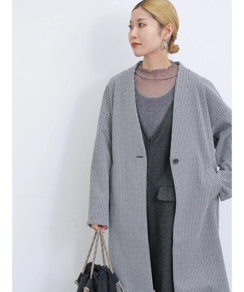 「Samansa Mos2 blue」 ノーカラーコート M オフホワイト レディース_画像3