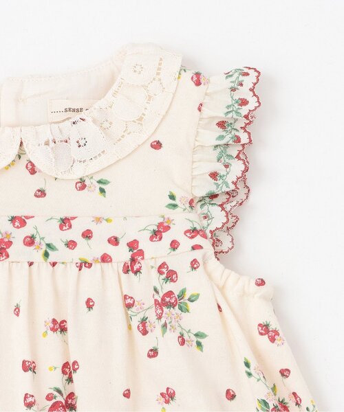 ワンピース 野イチゴバルーンワンピース「オーガニック」「日本製」 キッズ 子供服 女の子の画像