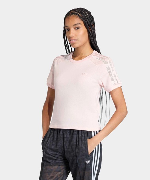 レース付きホワイト半袖Tシャツ adidas（アディダス） tシャツ レース カリ 半袖Tシャツ / アディダス