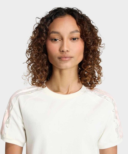 レース付きホワイト半袖Tシャツ adidas（アディダス） tシャツ レース カリ 半袖Tシャツ / アディダス