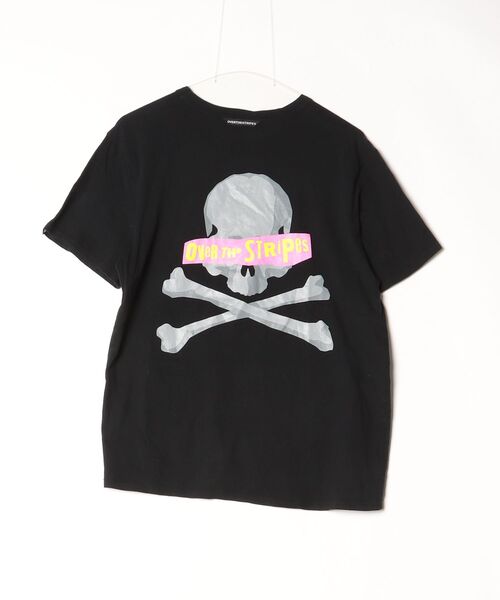 「mastermind JAPAN」 半袖Tシャツ「OVER THE STRIPESコラボ」 M ブラック メンズ_画像2