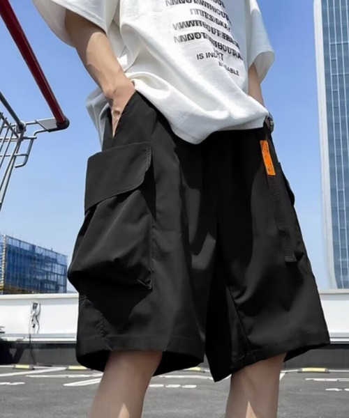 【ブラック】コンビネーション ショート カーゴパンツ EPIC カーゴパンツ ワッシャーナイロンビッグポケットナイロンテック