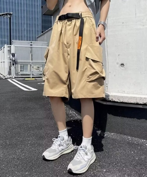 CPG カーゴパンツ ハーフパンツ ベージュ link lot ハーフパンツ カーゴパンツ 「26春夏新作」ウェビングベルト