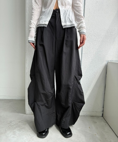 PGG レディース ブラックパンツ サイズ120 AIC. パンツ コクーンタックワイドパンツ レディース : ZOZOTOWN Yahoo