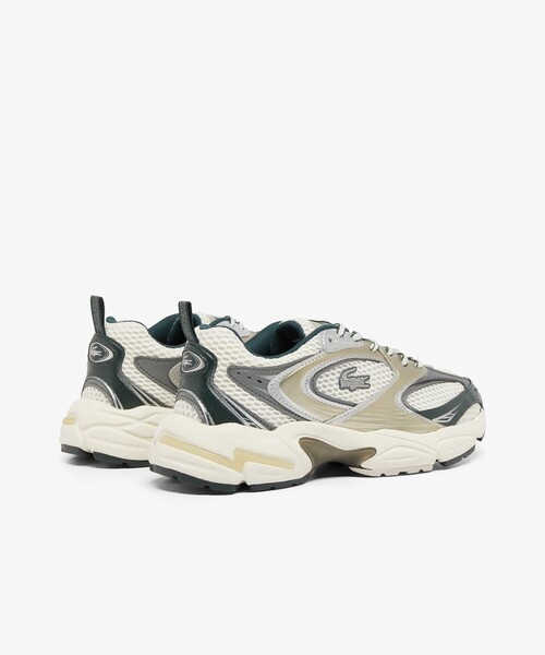 「LACOSTE」 ローカットスニーカー 24.5cm ホワイト×グリーン レディースの画像