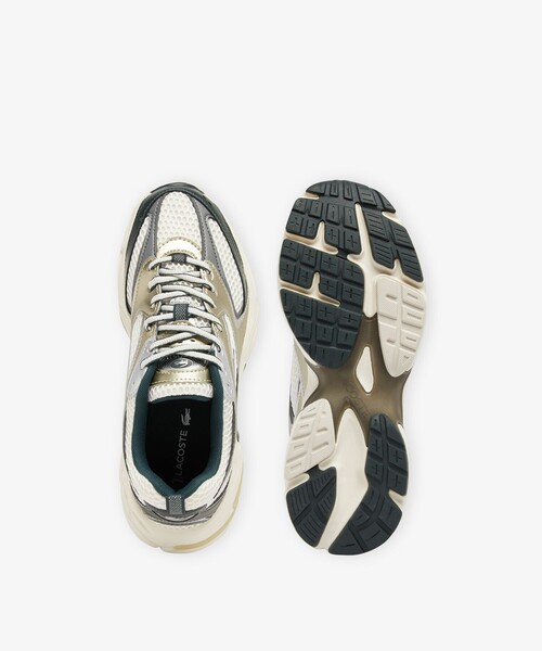 「LACOSTE」 ローカットスニーカー 24.5cm ホワイト×グリーン レディースの画像