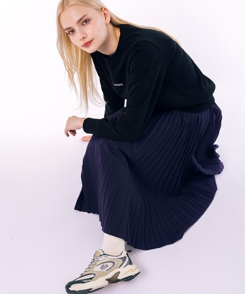 「LACOSTE」 ローカットスニーカー 24.5cm ホワイト×グリーン レディースの画像