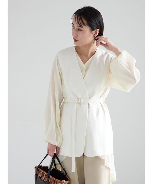 TTECHI （ティーチ） ワッフジレワッシャー加工ジレ Te chichi（テチチ） ベスト ジレ シャイニーノーカラージレ