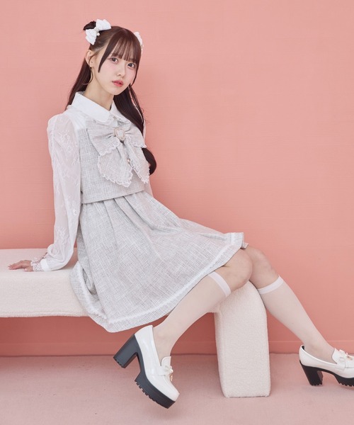 ROJITA（ロジータ） ワンピース リボンデザインツイードワンピース