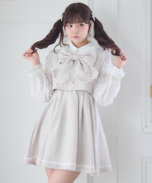 ROJITA（ロジータ） ワンピース リボンデザインツイードワンピース