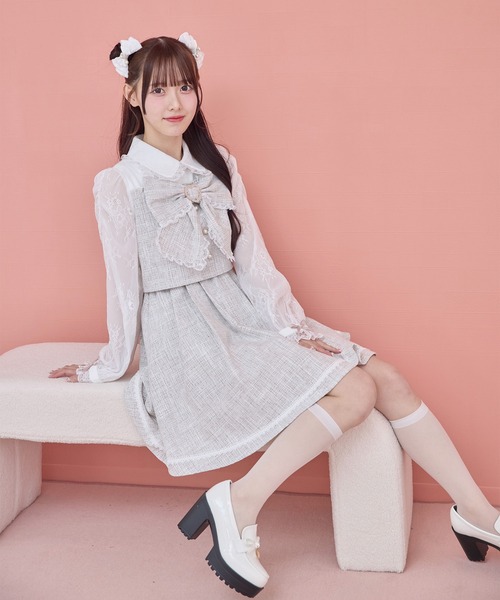 ROJITA（ロジータ） ワンピース リボンデザインツイードワンピース