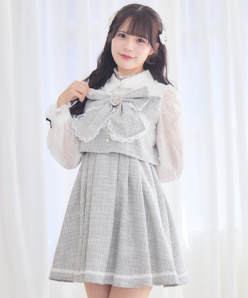 ROJITA（ロジータ） ワンピース リボンデザインツイードワンピース
