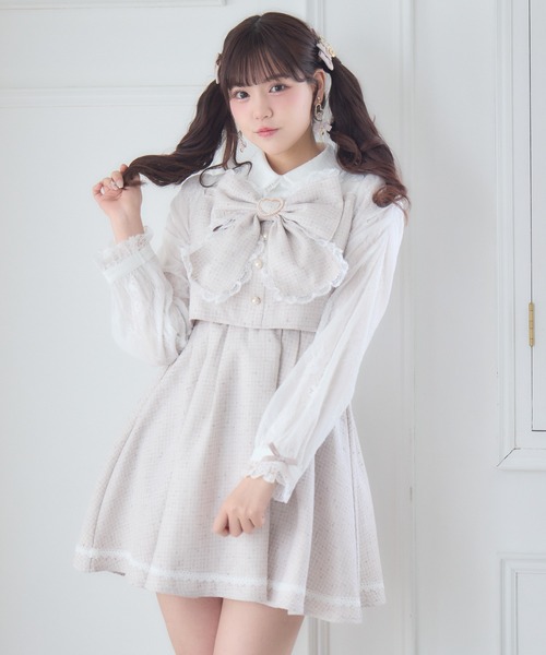ROJITA（ロジータ） ワンピース リボンデザインツイードワンピース