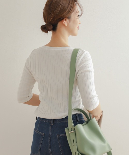 「URBAN RESEARCH DOORS」 7分袖カットソー MEDIUM ホワイト レディース_画像5