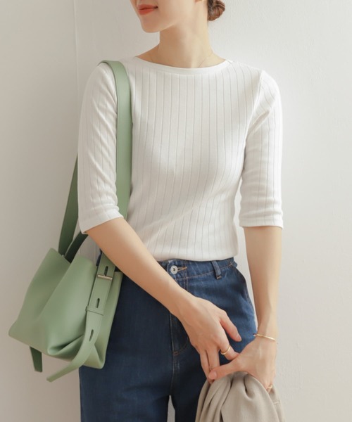 「URBAN RESEARCH DOORS」 7分袖カットソー MEDIUM ホワイト レディース_画像7