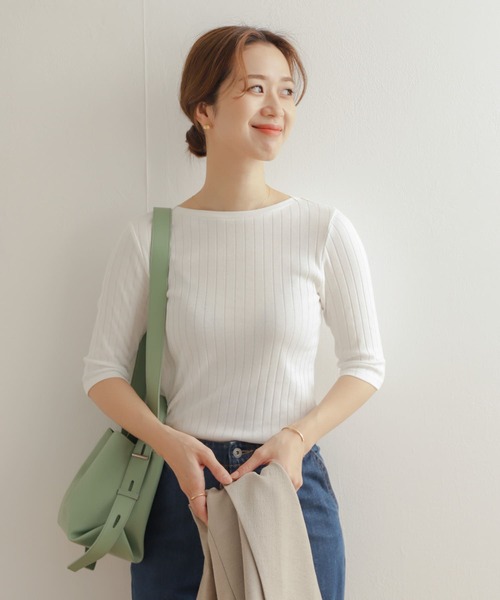 「URBAN RESEARCH DOORS」 7分袖カットソー MEDIUM ホワイト レディース_画像9
