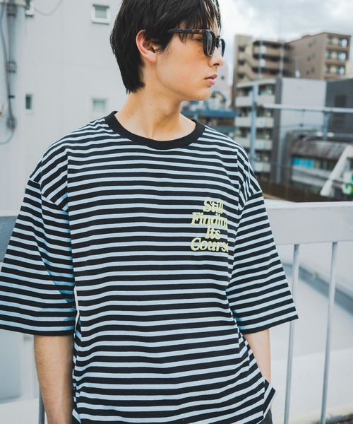 niko and…（ニコアンド） tシャツ ワンポイントボーダーTシャツ メンズ