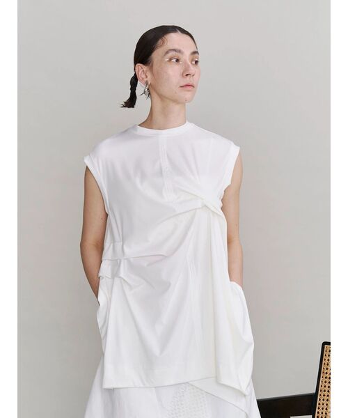 UN3D.（アンスリード） tシャツ TUCK DRAPE SLEEVELESS TOP / タック 
